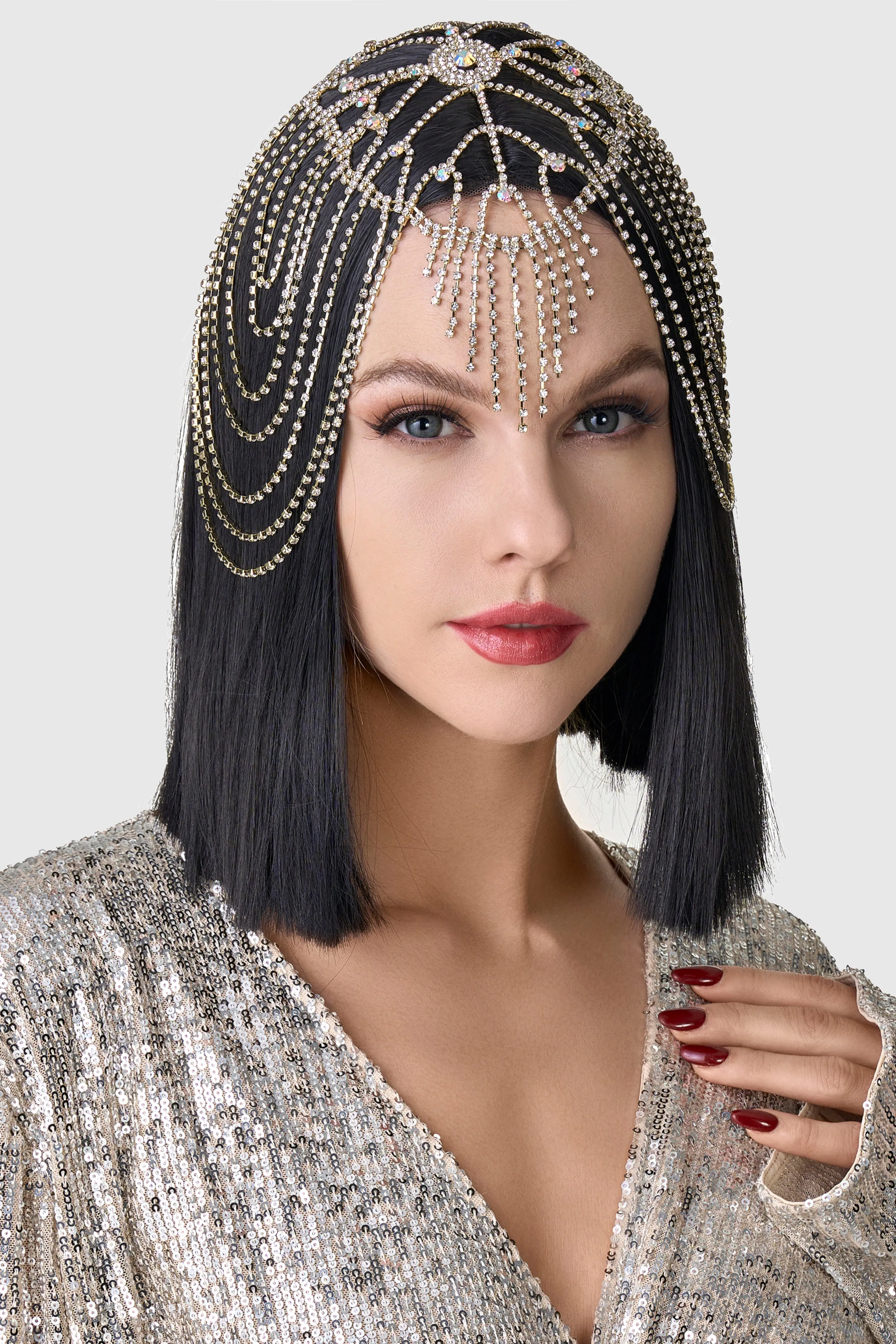 Rhinestone Chain Cage Headpiece
