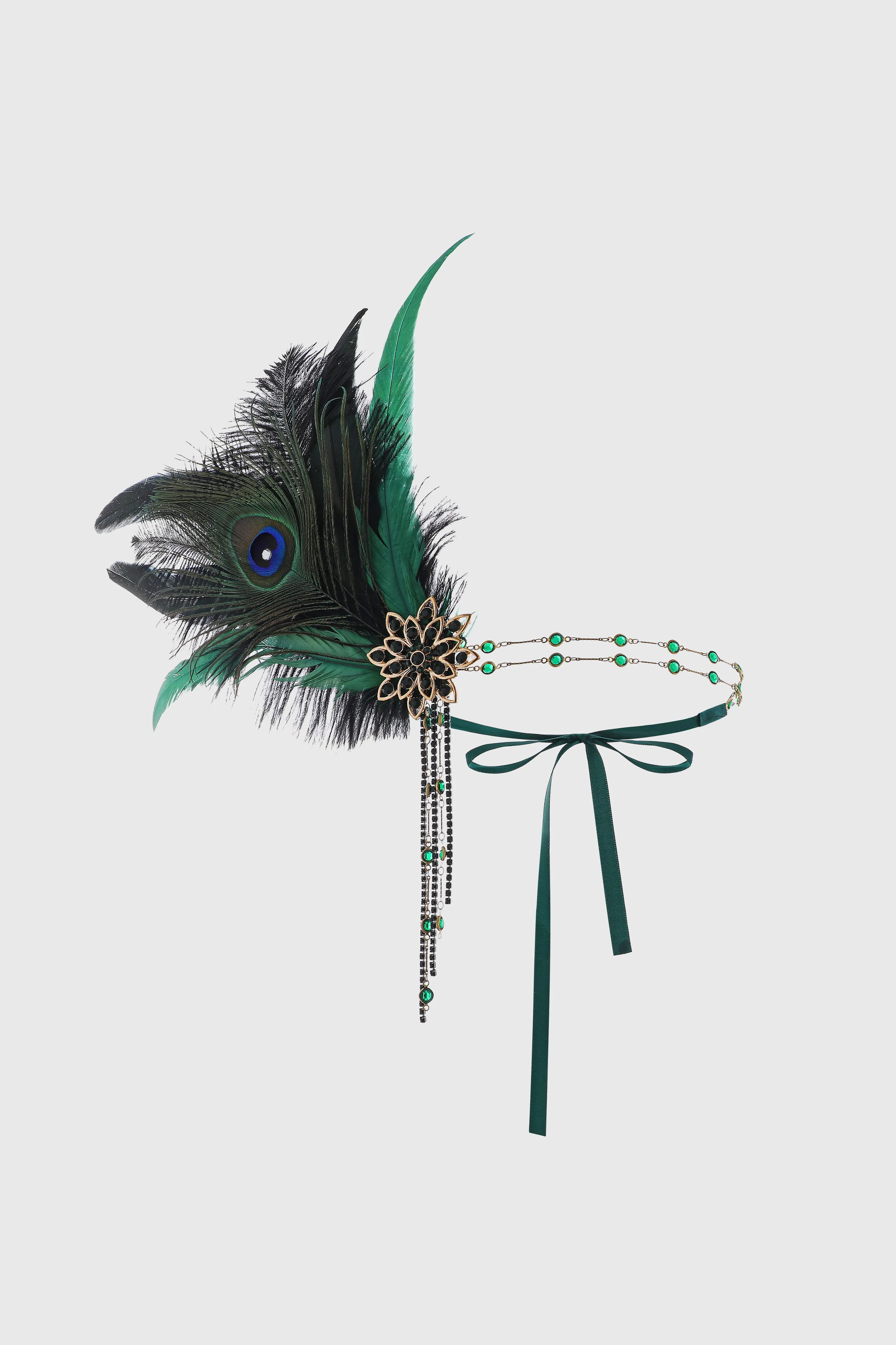 Rhinestone Chain Feather Headband