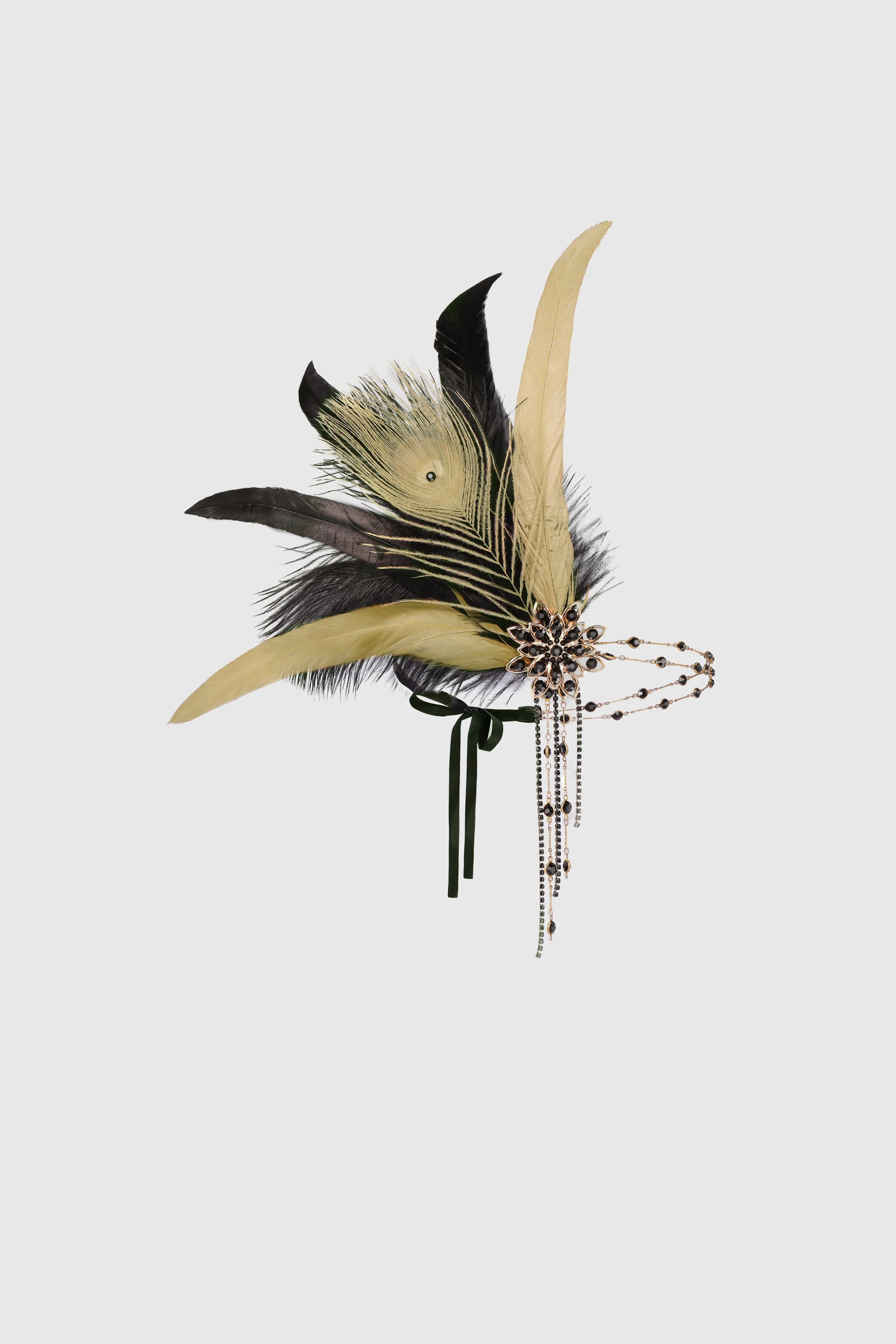 Rhinestone Chain Feather Headband