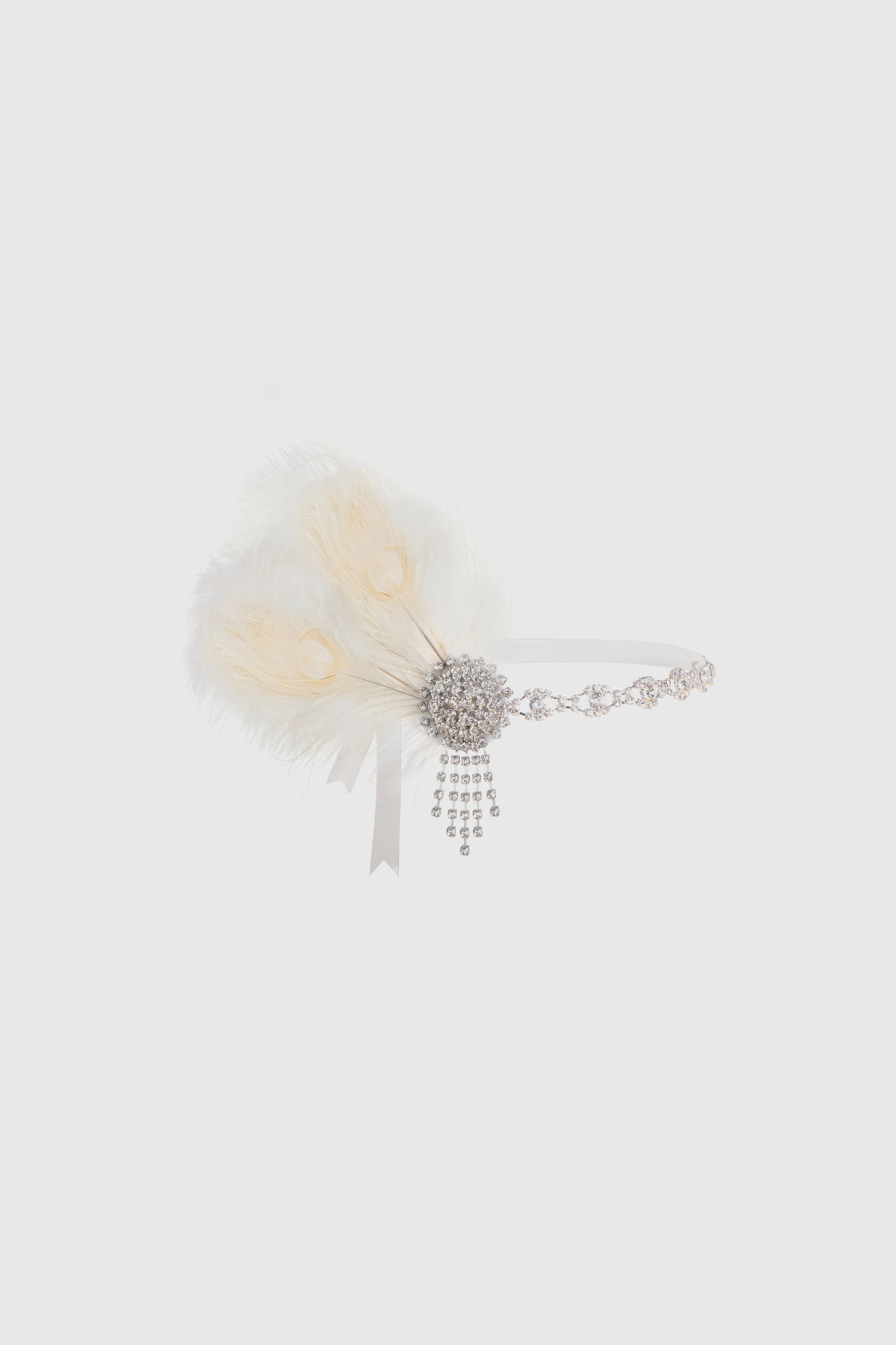 Rhinestone Chain Feather Headpiece