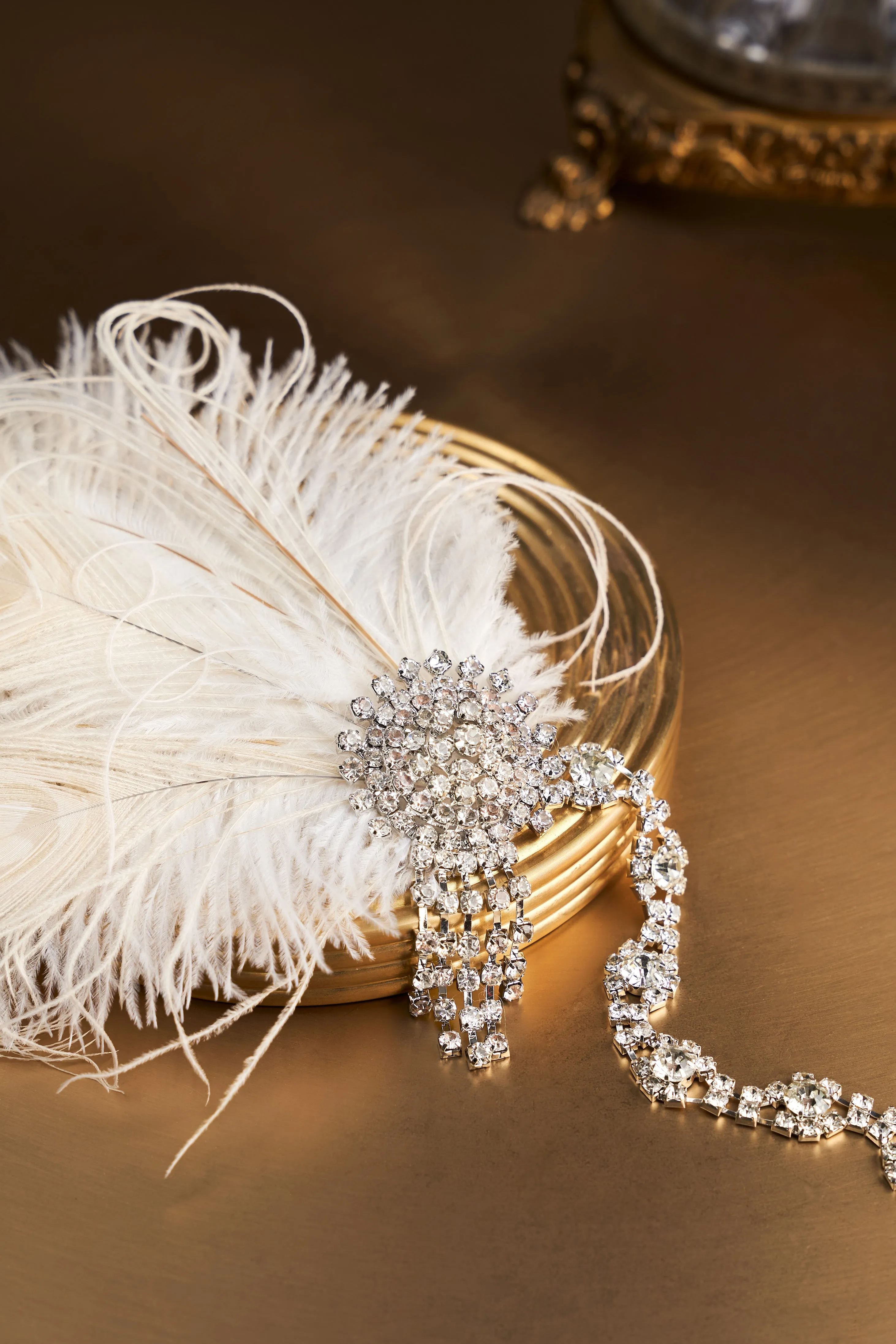 Rhinestone Chain Feather Headpiece