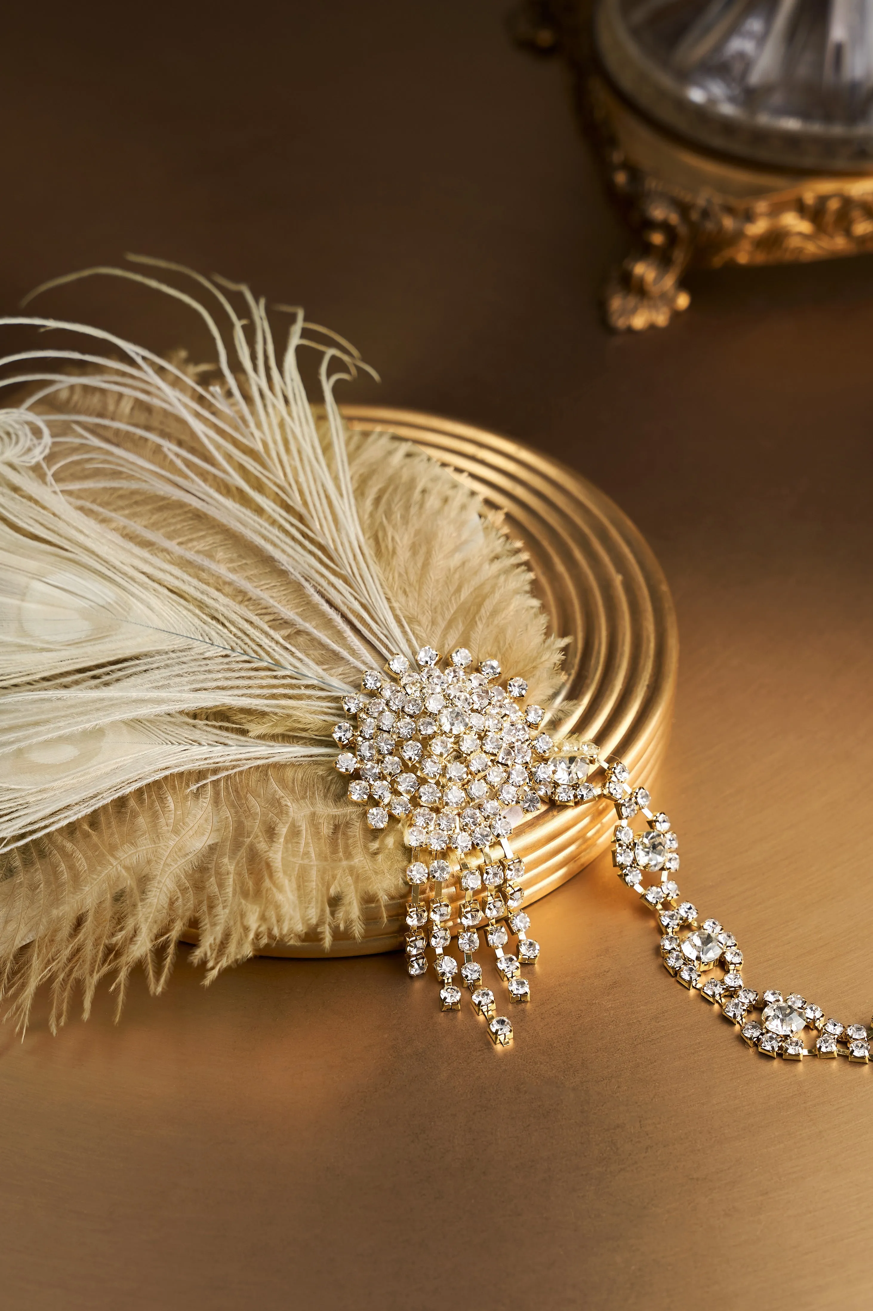 Rhinestone Chain Feather Headpiece
