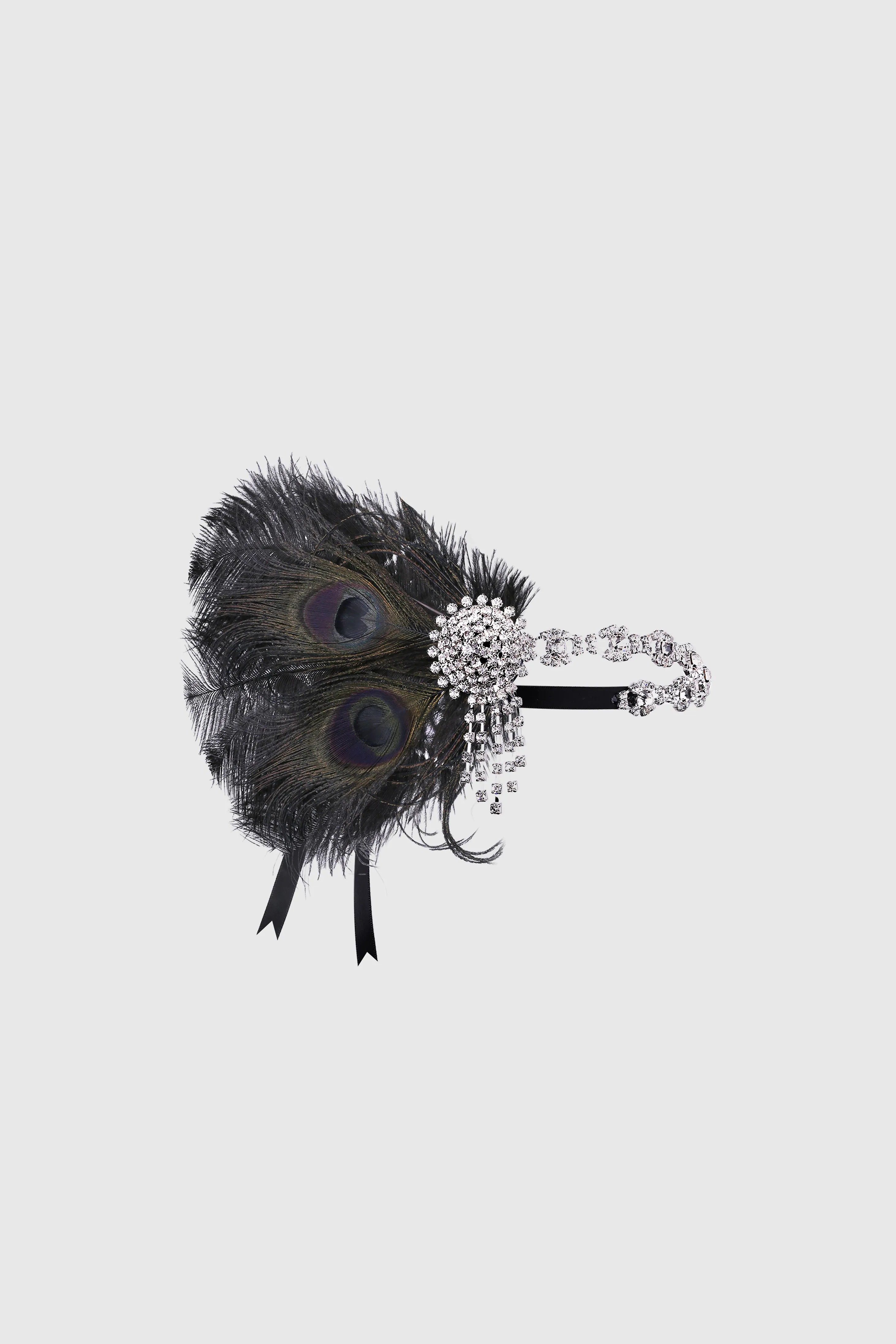 Rhinestone Chain Feather Headpiece