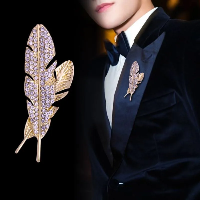 Rhinestone Feather Lapel Pin