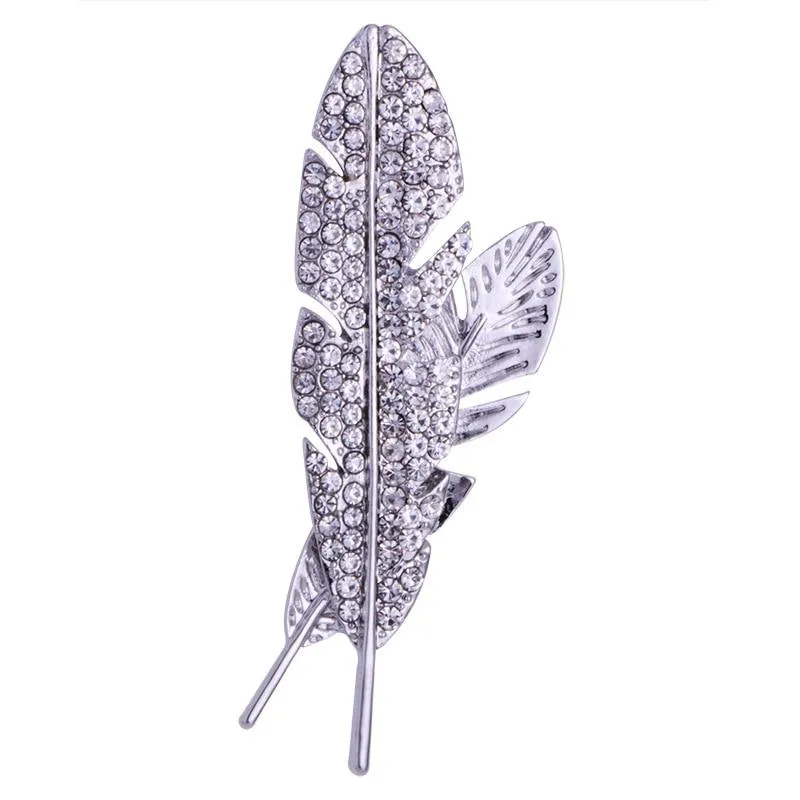 Rhinestone Feather Lapel Pin