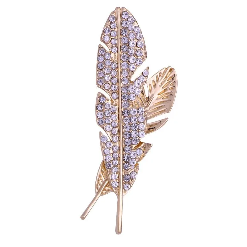Rhinestone Feather Lapel Pin