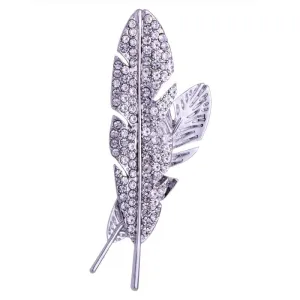 Rhinestone Feather Lapel Pin