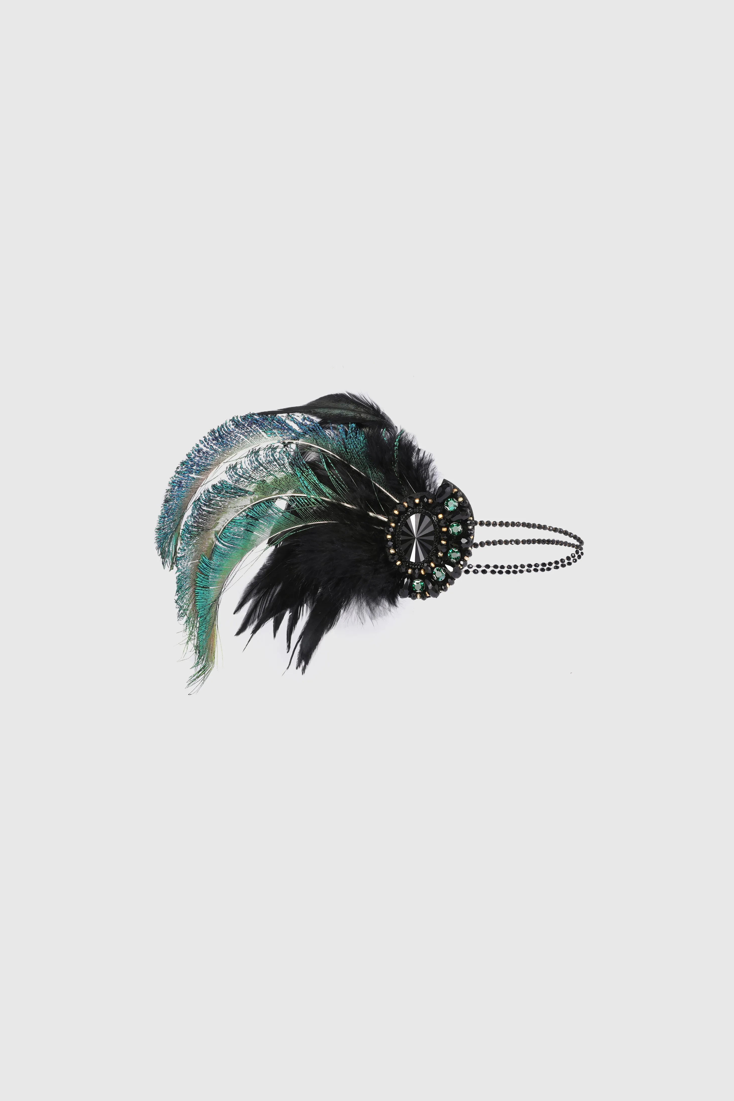 Rhinestone Peacock Feather Headband