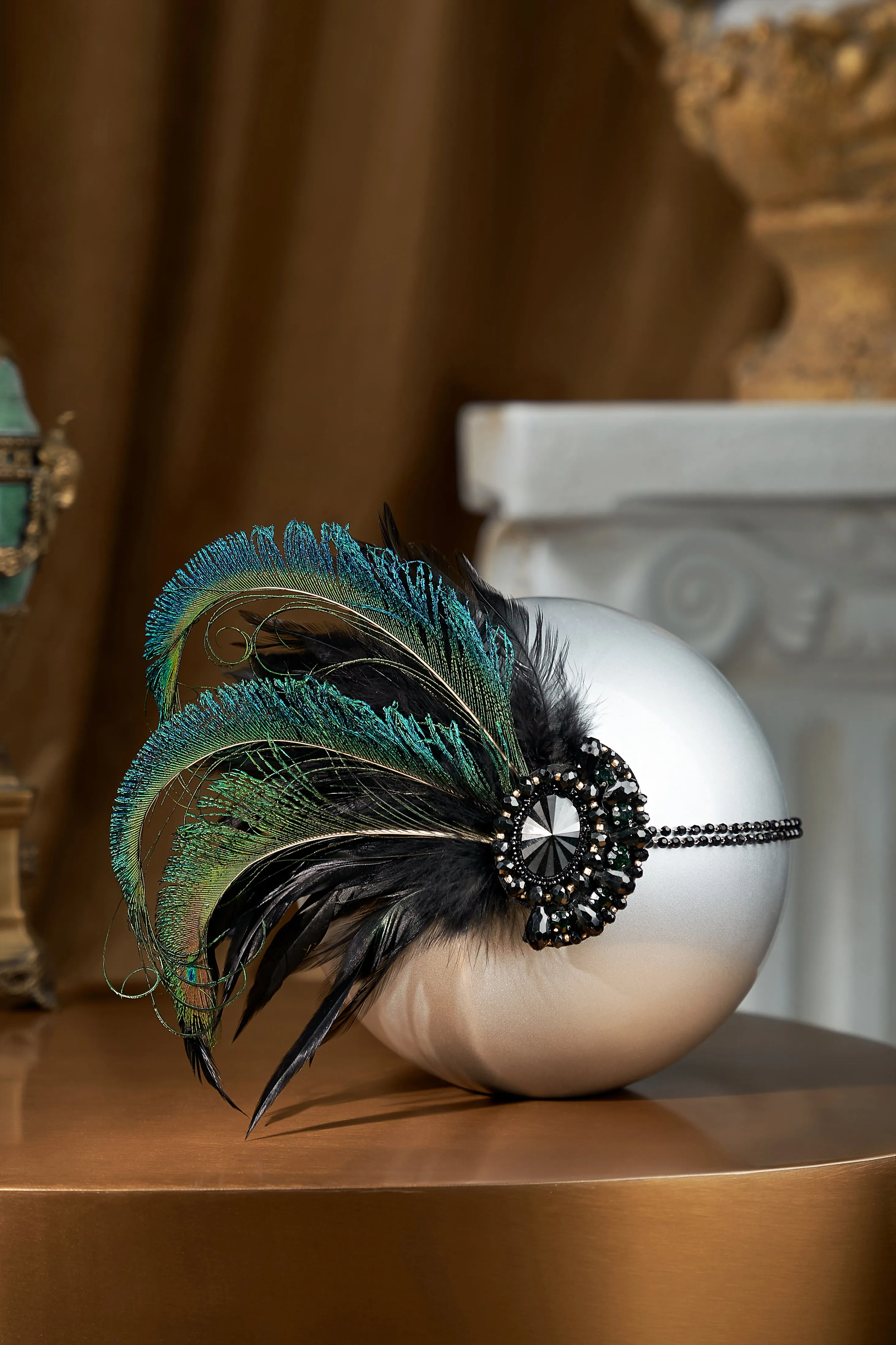 Rhinestone Peacock Feather Headband
