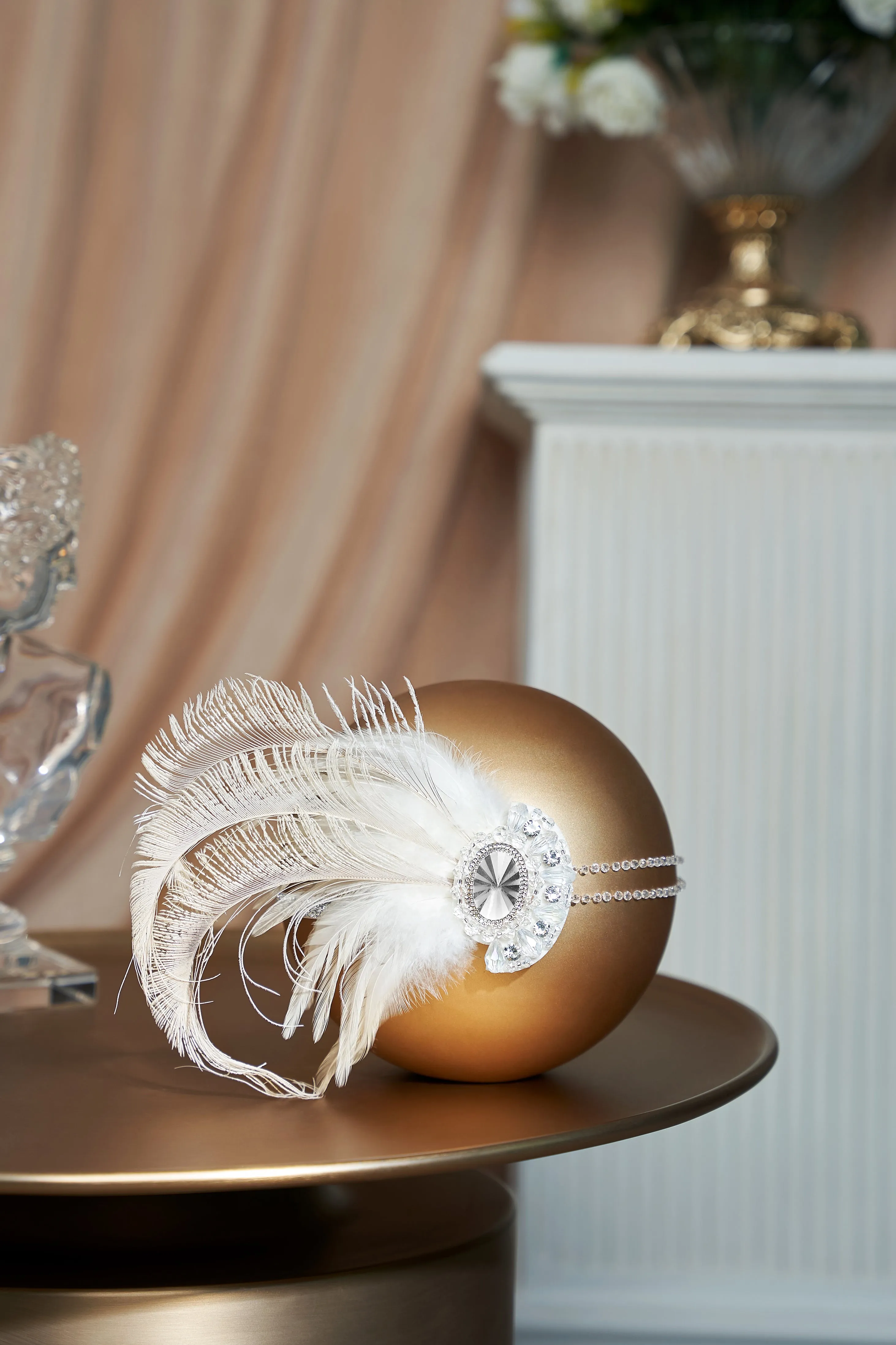 Rhinestone Peacock Feather Headband