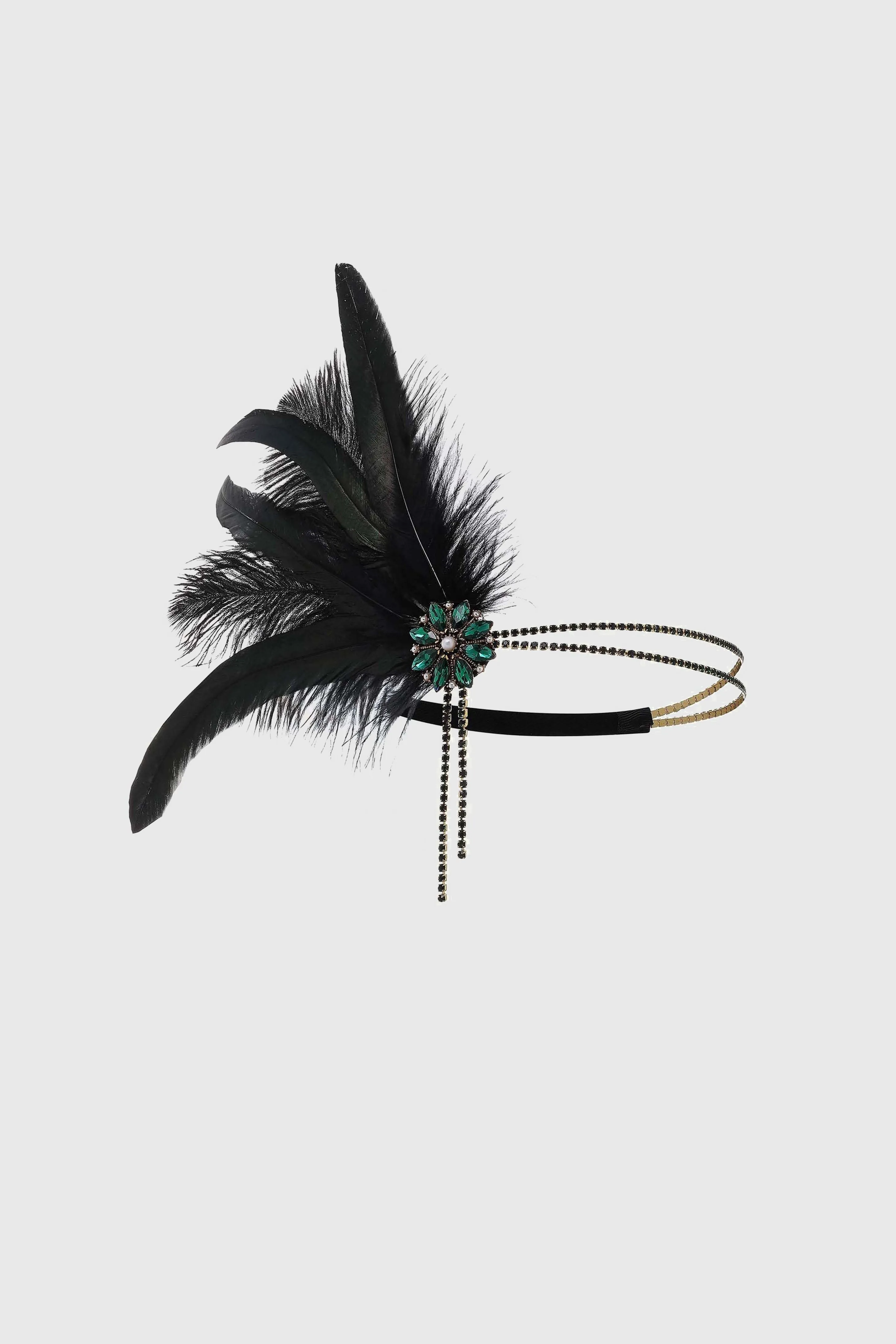Rhinestone Studded Feather Headband