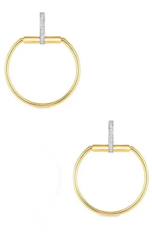 Robert Coin Classica Parisienne Large Circle Yellow Gold and Diamonds Drop Earrings (8882385AJERX)