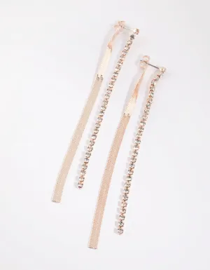Rose Gold Flat Snake Chain Drop Earrings