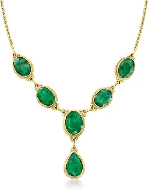 Ross-Simons 33.75 ct. t.w. Emerald Y-Necklace in 18kt Gold Over Sterling. 18 inches