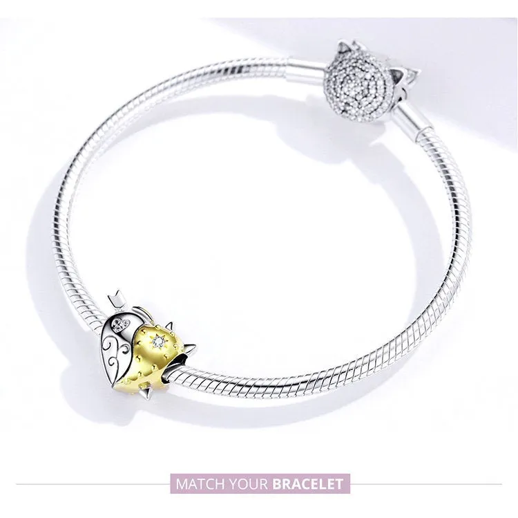 S925 Silver Angel and Devil Heart-Shape Charm Beads