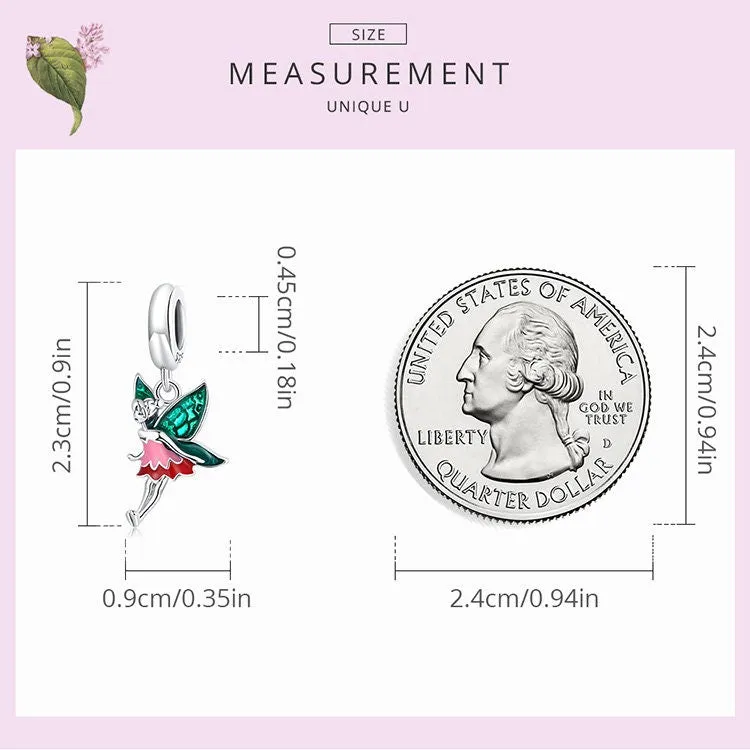 S925 Silver Fairy Pendant Charm For Bracelet and Necklace