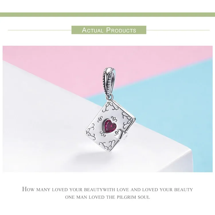 S925 Silver Open the Book Heart Charm Beads