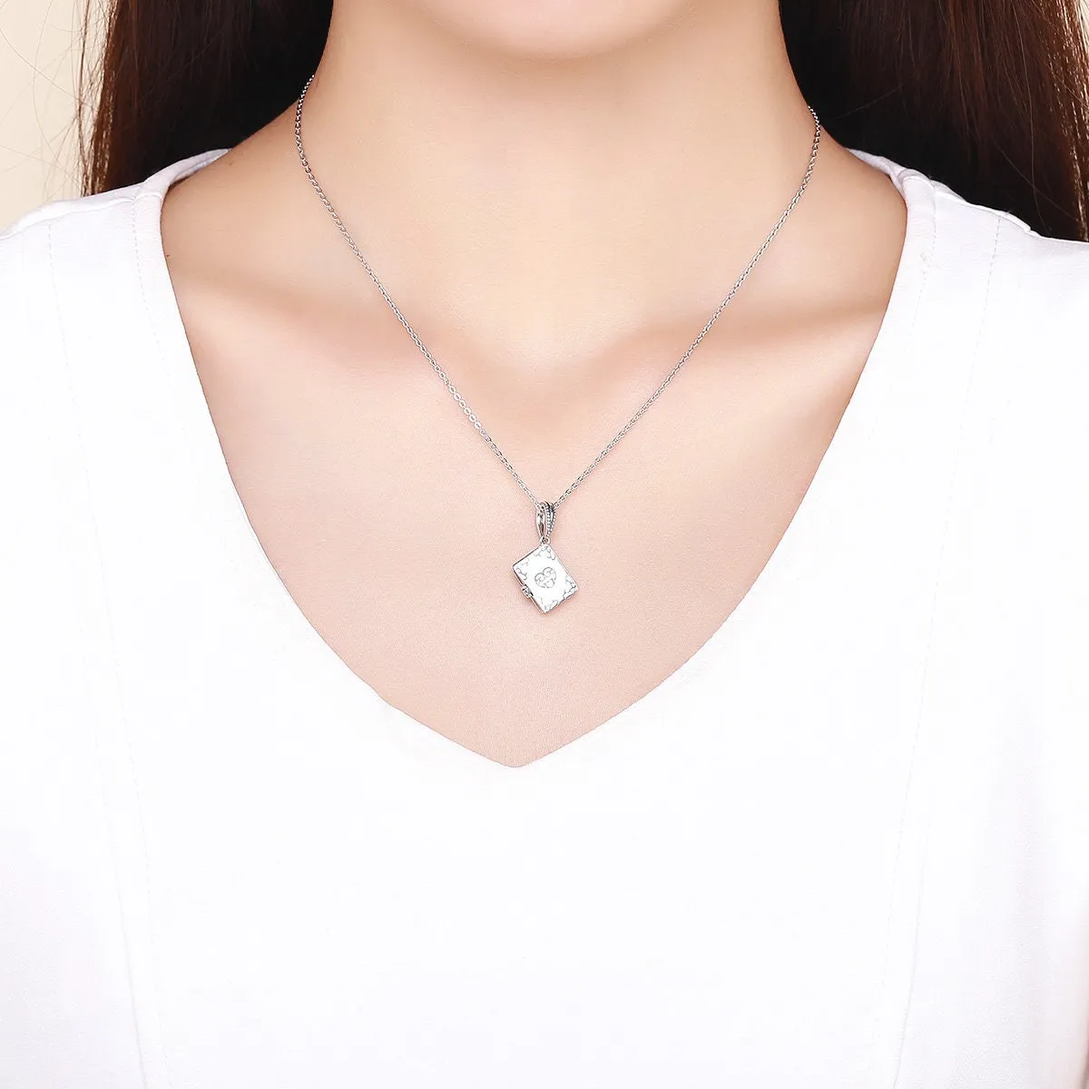 S925 Silver Open the Book Heart Charm Beads