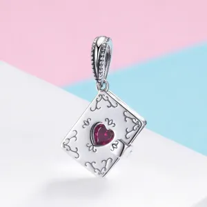 S925 Silver Open the Book Heart Charm Beads