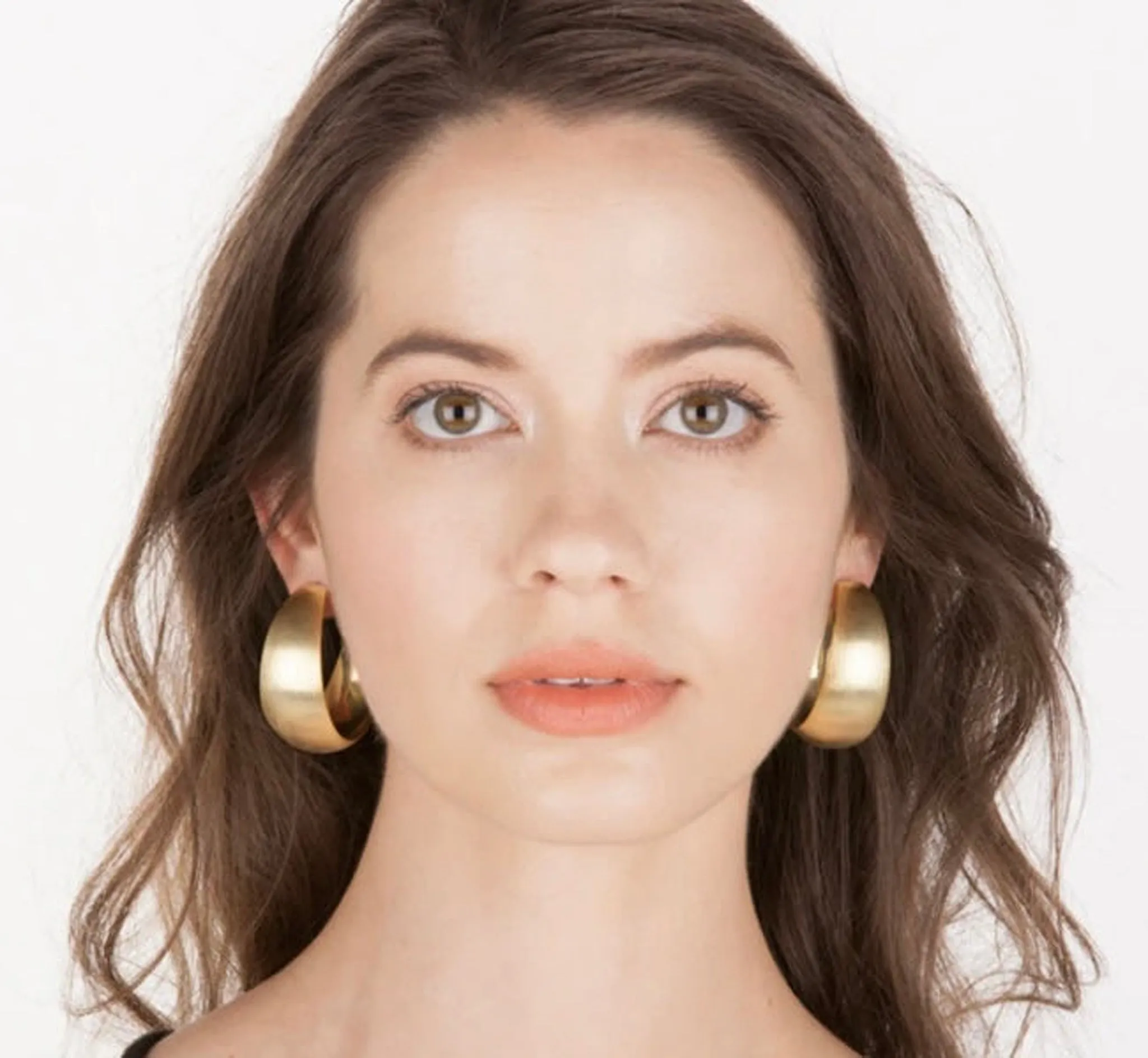 Sheila Fajl Booke Wide Curved Statement Hoop Earrings in Brushed Gold Plated