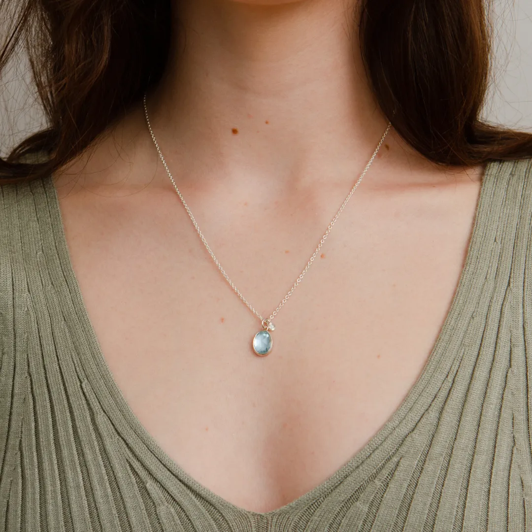 Silver Aqua Theia Necklace