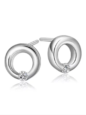 Silver circle post earrings