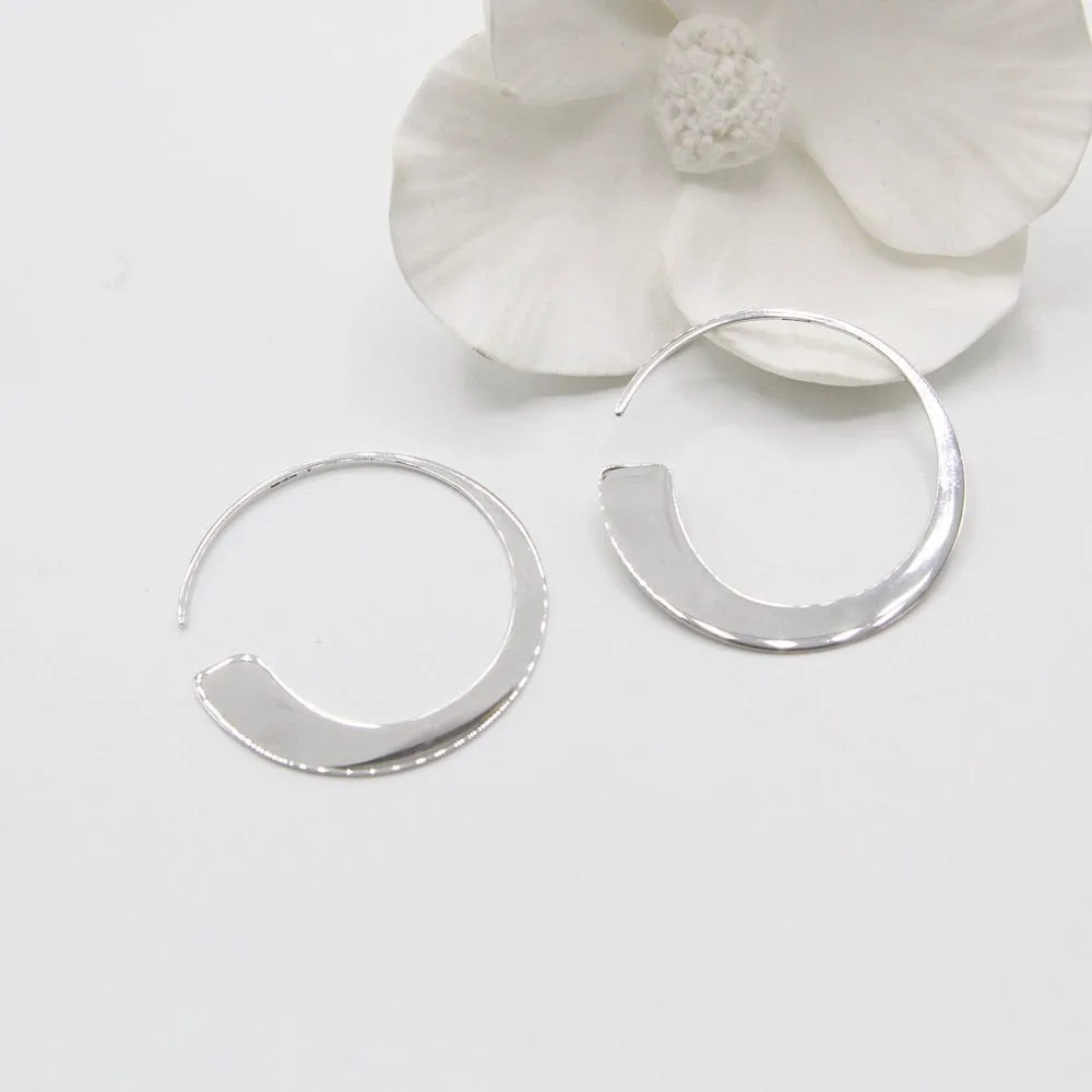 Silver Geometry Slim Hoop Earrings