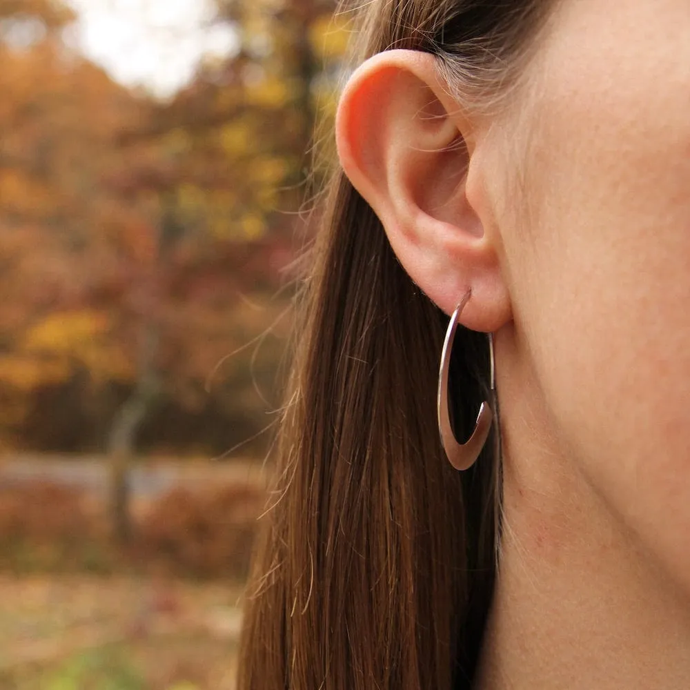 Silver Geometry Slim Hoop Earrings