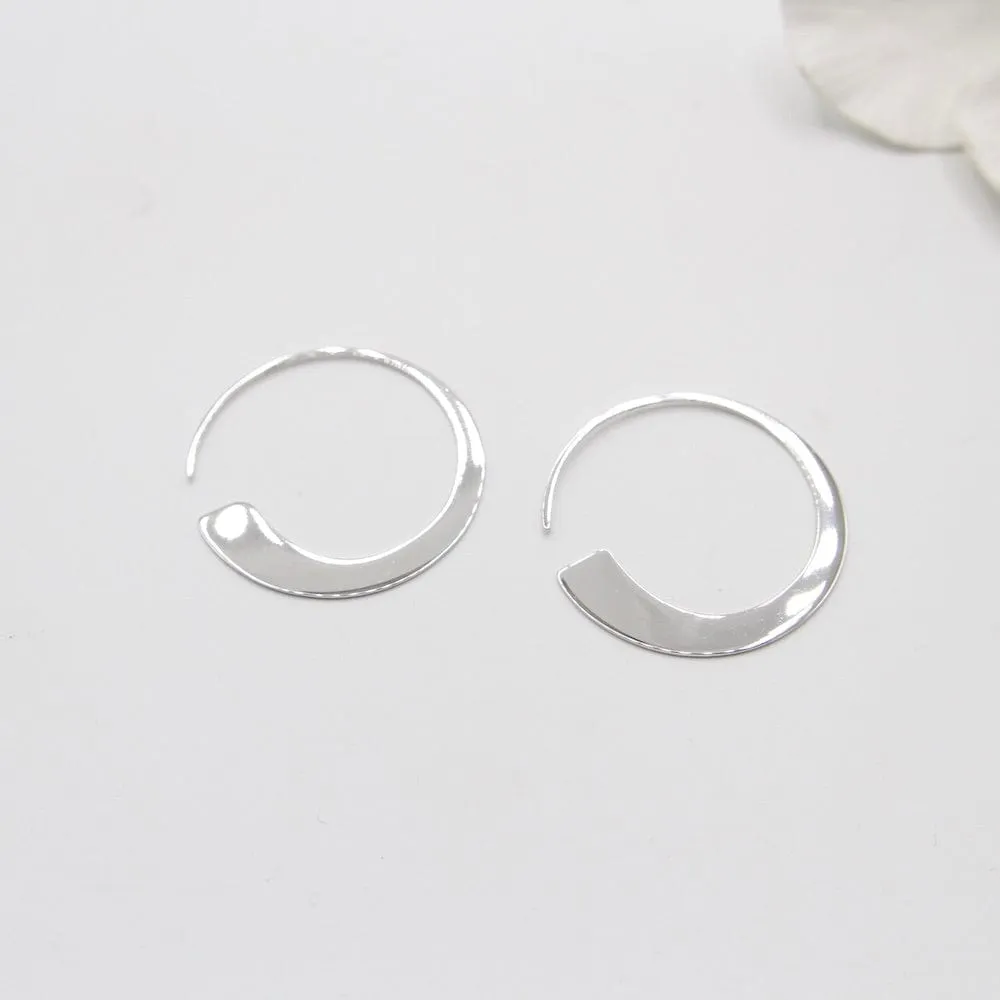 Silver Geometry Slim Hoop Earrings
