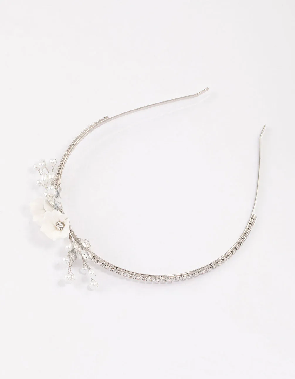 Silver Pearl & Diamante Flower Headband