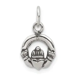 Silver Polished Mini Antiqued Claddagh Charm