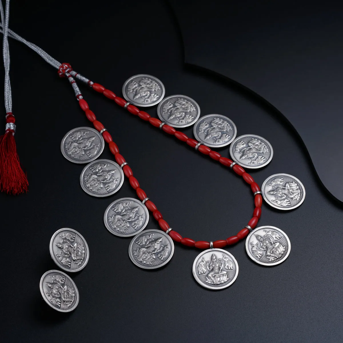 Silver Putali (Coin) Set with corals