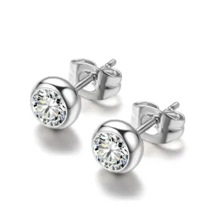 Simple Round Stud Earring Clear