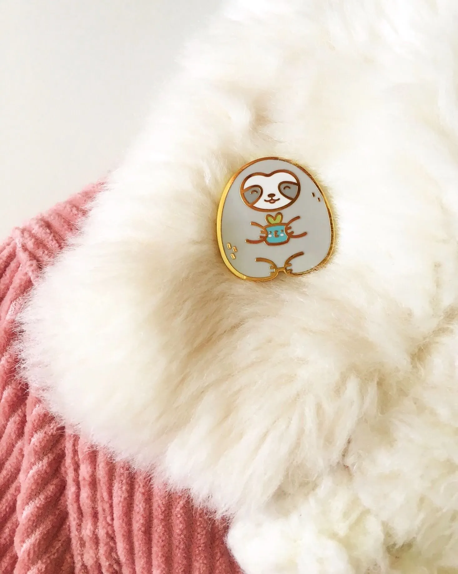 Sloth Plant Pot Pin