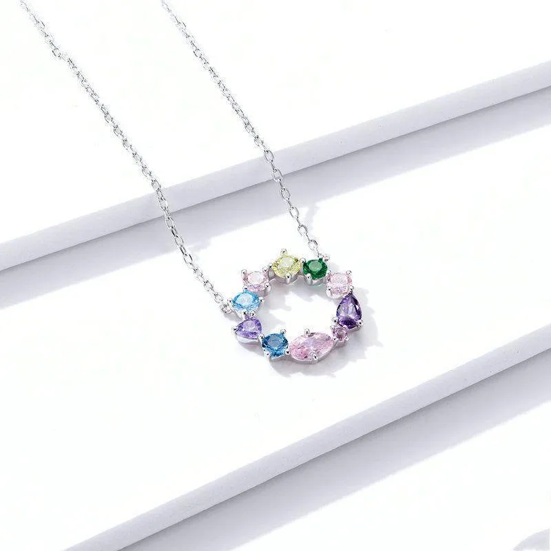 Spring Wreath Charm Sterling Silver Necklace