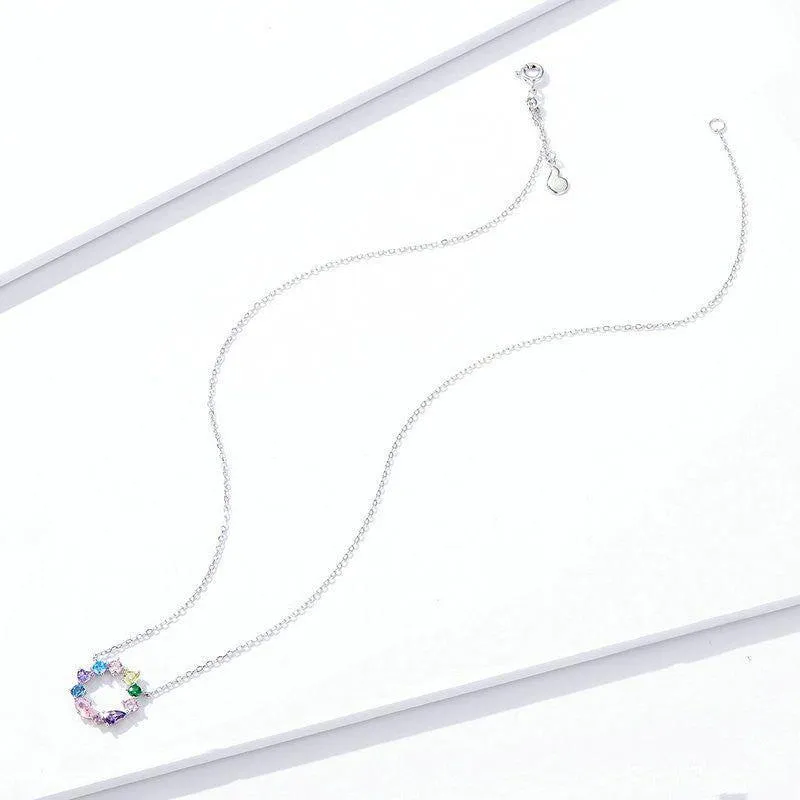 Spring Wreath Charm Sterling Silver Necklace