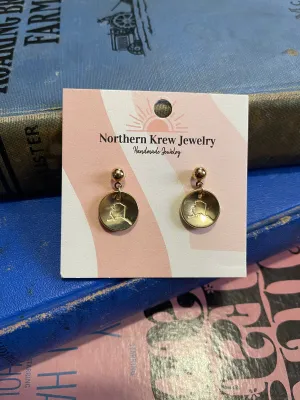 Stamped Alaska Ball Stud Earrings