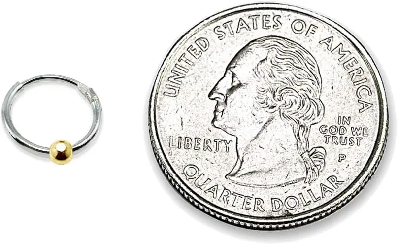 Sterling Silver Ball Bead Small Endless 10mm Thin Round Unisex Hoop Earrings for Men Women Set of 3 Pairs