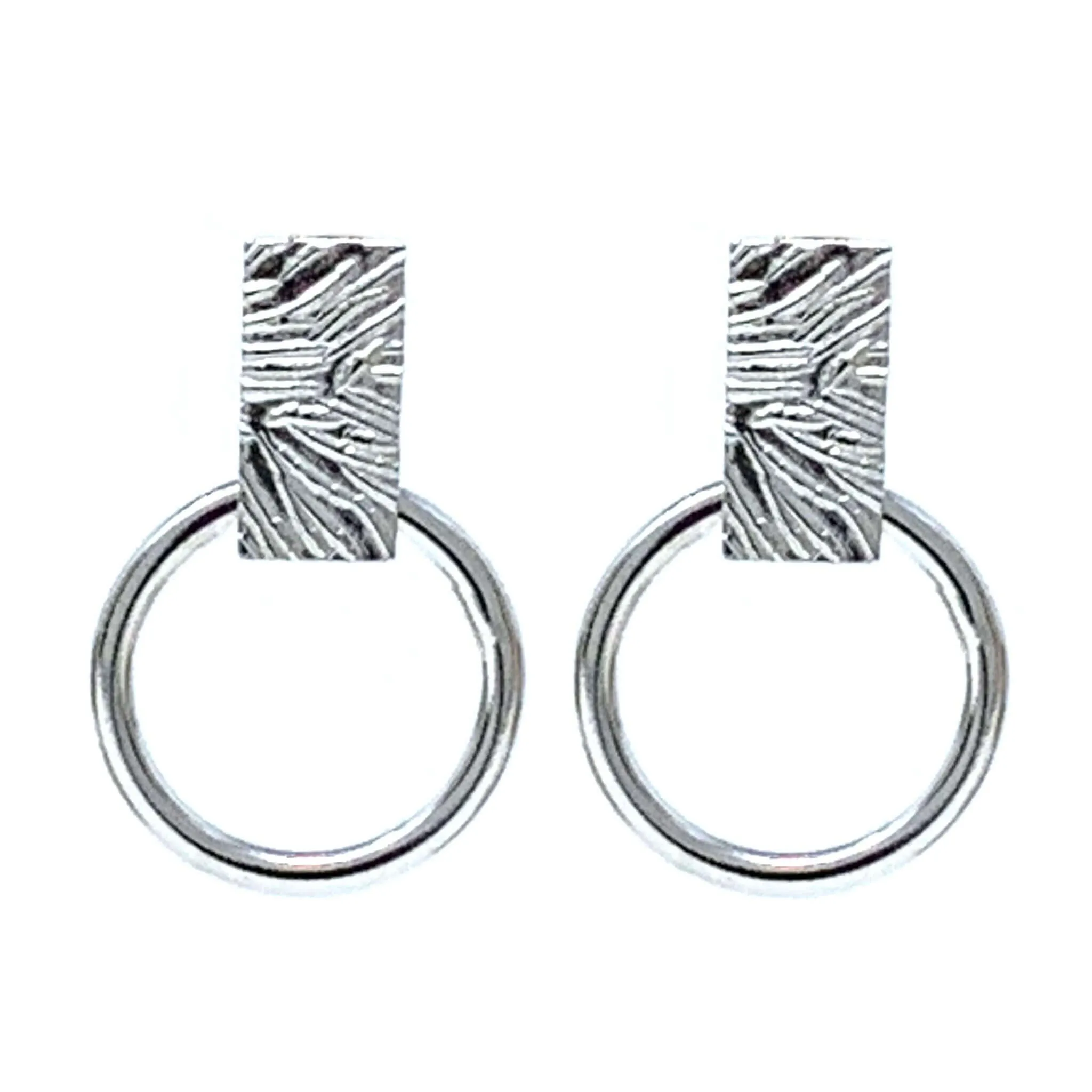 Sterling Silver Circle & Bar Stud Earrings