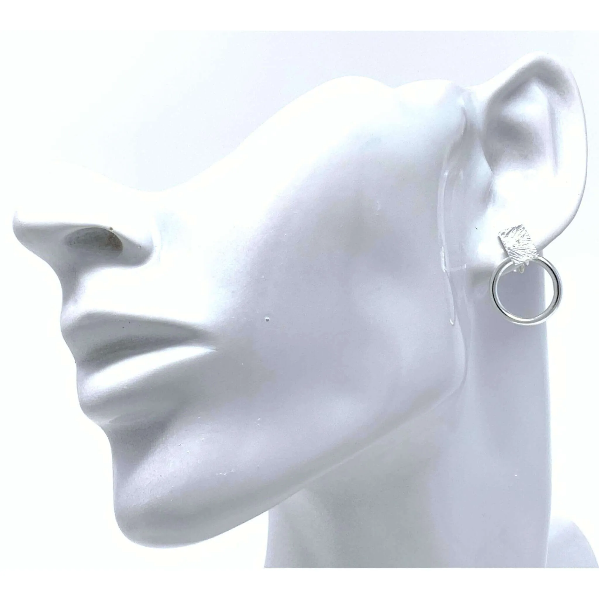 Sterling Silver Circle & Bar Stud Earrings