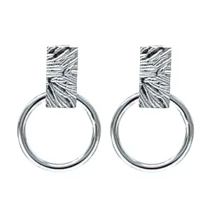 Sterling Silver Circle & Bar Stud Earrings