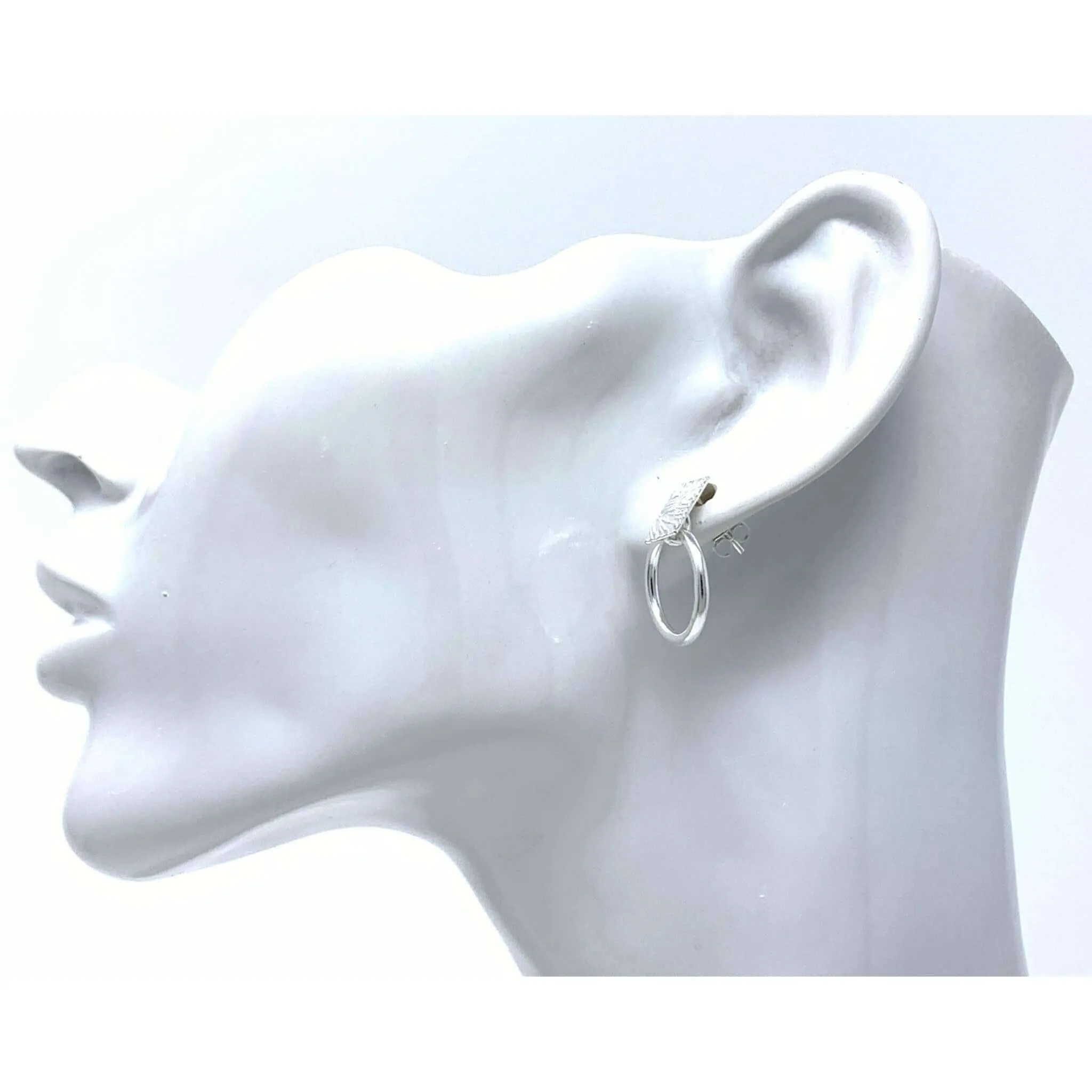 Sterling Silver Circle & Bar Stud Earrings