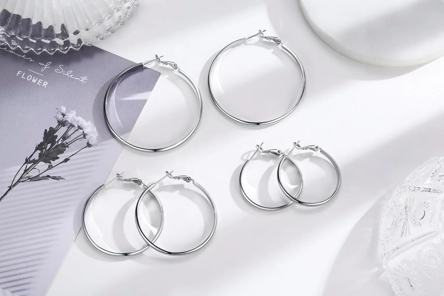 Sterling Silver Hoop Earrings for Women S925 Silver Hoop Earrings Large Silver Hoop Earrings Hypoallergenic Circle 3mm thin Hoop Oversize Big Silver Hoop Earrings