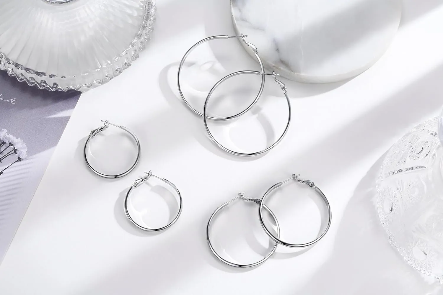 Sterling Silver Hoop Earrings for Women S925 Silver Hoop Earrings Large Silver Hoop Earrings Hypoallergenic Circle 3mm thin Hoop Oversize Big Silver Hoop Earrings