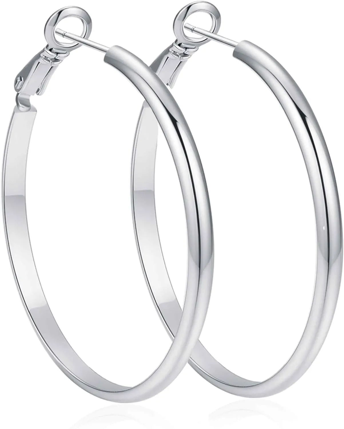Sterling Silver Hoop Earrings for Women S925 Silver Hoop Earrings Large Silver Hoop Earrings Hypoallergenic Circle 3mm thin Hoop Oversize Big Silver Hoop Earrings