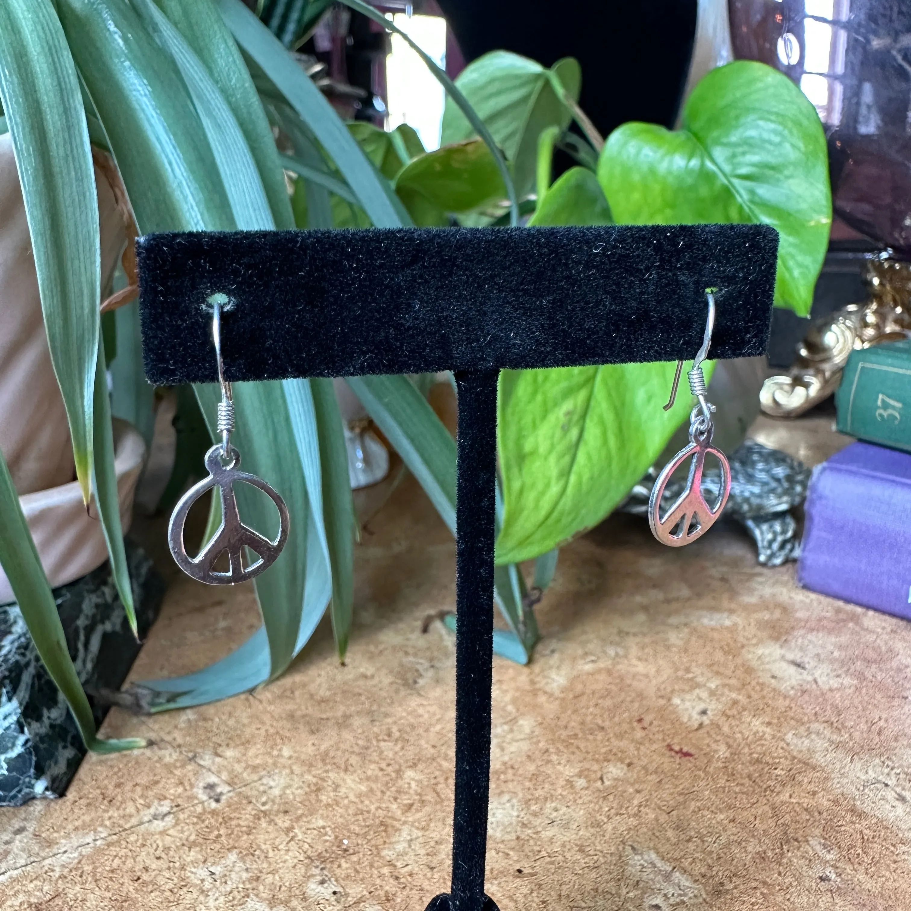 Sterling Silver Peace Sign Earrings
