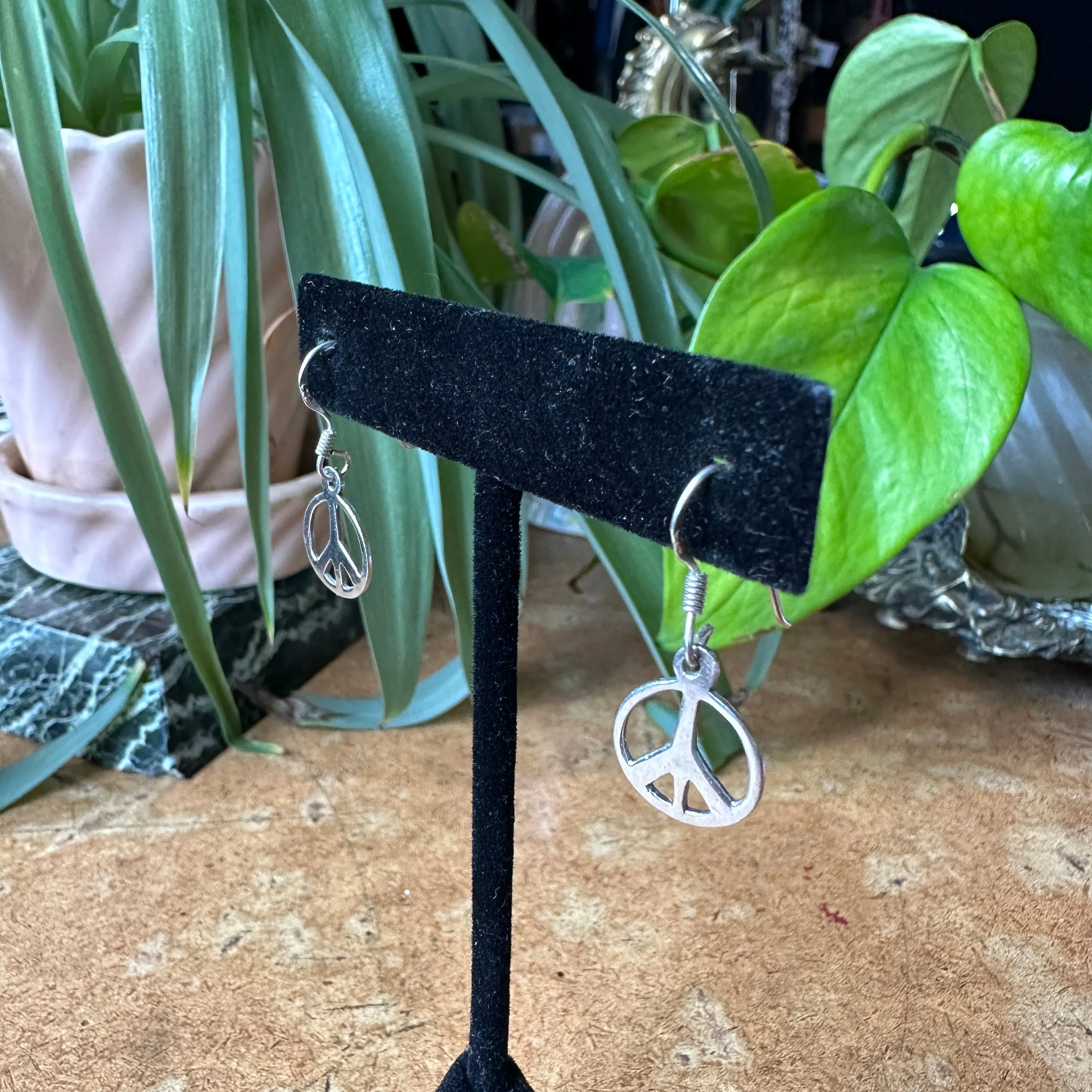 Sterling Silver Peace Sign Earrings