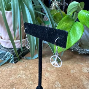 Sterling Silver Peace Sign Earrings