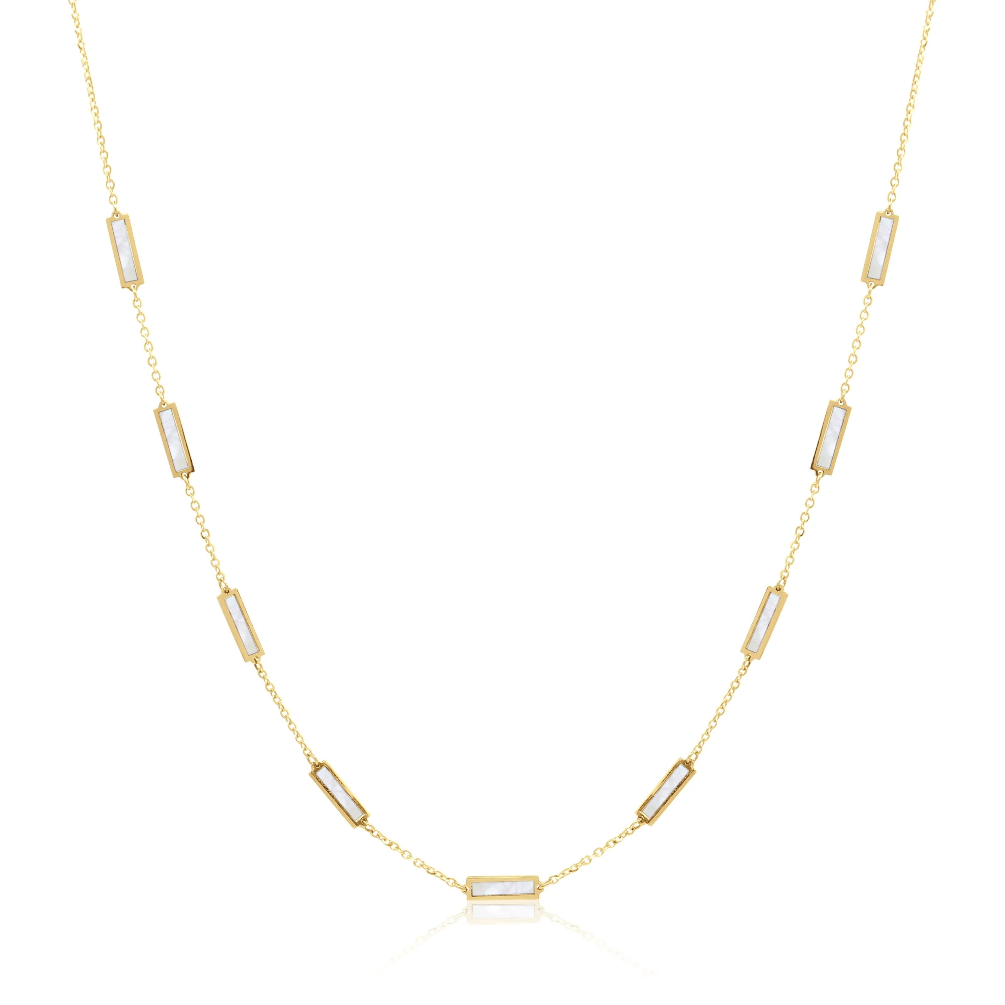 Stone Block Necklace - Mother of Pearl