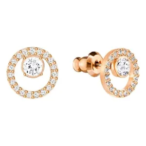 Swarovski Creativity Circle Pierced Earrings, White, Rose Gold Plating 5199827